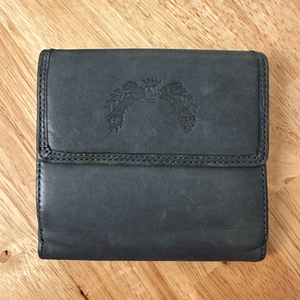 ANTONIO MELANI Slate Blue Leather Wallet